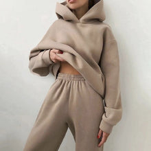 Load image into Gallery viewer, Warm Fleece Long Sleeve Hoodie Jogger Pants Suit Casual Two Piece Sets
