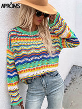 Load image into Gallery viewer, Aproms Multi Color Blocked Knitted Pullover Sweater
