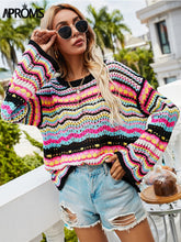 Load image into Gallery viewer, Aproms Multi Color Blocked Knitted Pullover Sweater
