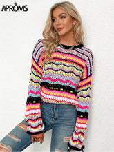 Load image into Gallery viewer, Aproms Multi Color Blocked Knitted Pullover Sweater
