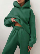 Load image into Gallery viewer, Warm Fleece Long Sleeve Hoodie Jogger Pants Suit Casual Two Piece Sets
