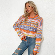 Load image into Gallery viewer, Aproms Multi Color Blocked Knitted Pullover Sweater
