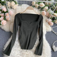 Load image into Gallery viewer, Square Collar Long Sleeve Woman Sweaters Knitted Pullover
