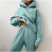 Load image into Gallery viewer, Warm Fleece Long Sleeve Hoodie Jogger Pants Suit Casual Two Piece Sets
