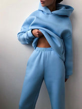 Load image into Gallery viewer, Warm Fleece Long Sleeve Hoodie Jogger Pants Suit Casual Two Piece Sets
