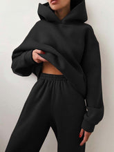 Load image into Gallery viewer, Warm Fleece Long Sleeve Hoodie Jogger Pants Suit Casual Two Piece Sets
