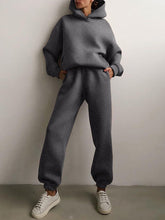 Load image into Gallery viewer, Warm Fleece Long Sleeve Hoodie Jogger Pants Suit Casual Two Piece Sets
